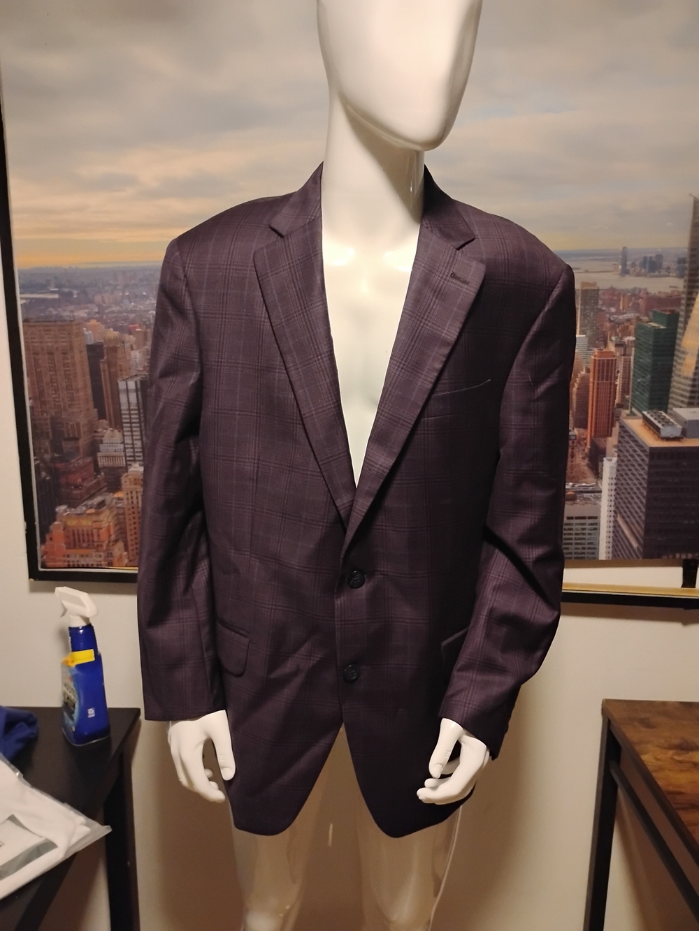 Peter Miller Men's Plum Plaid Two-Button Blazer